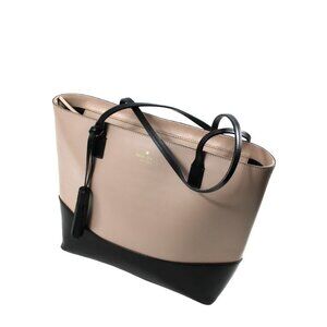 Kate Spade Wright Place Karla Two Tone Almondine & Black Leather Tote